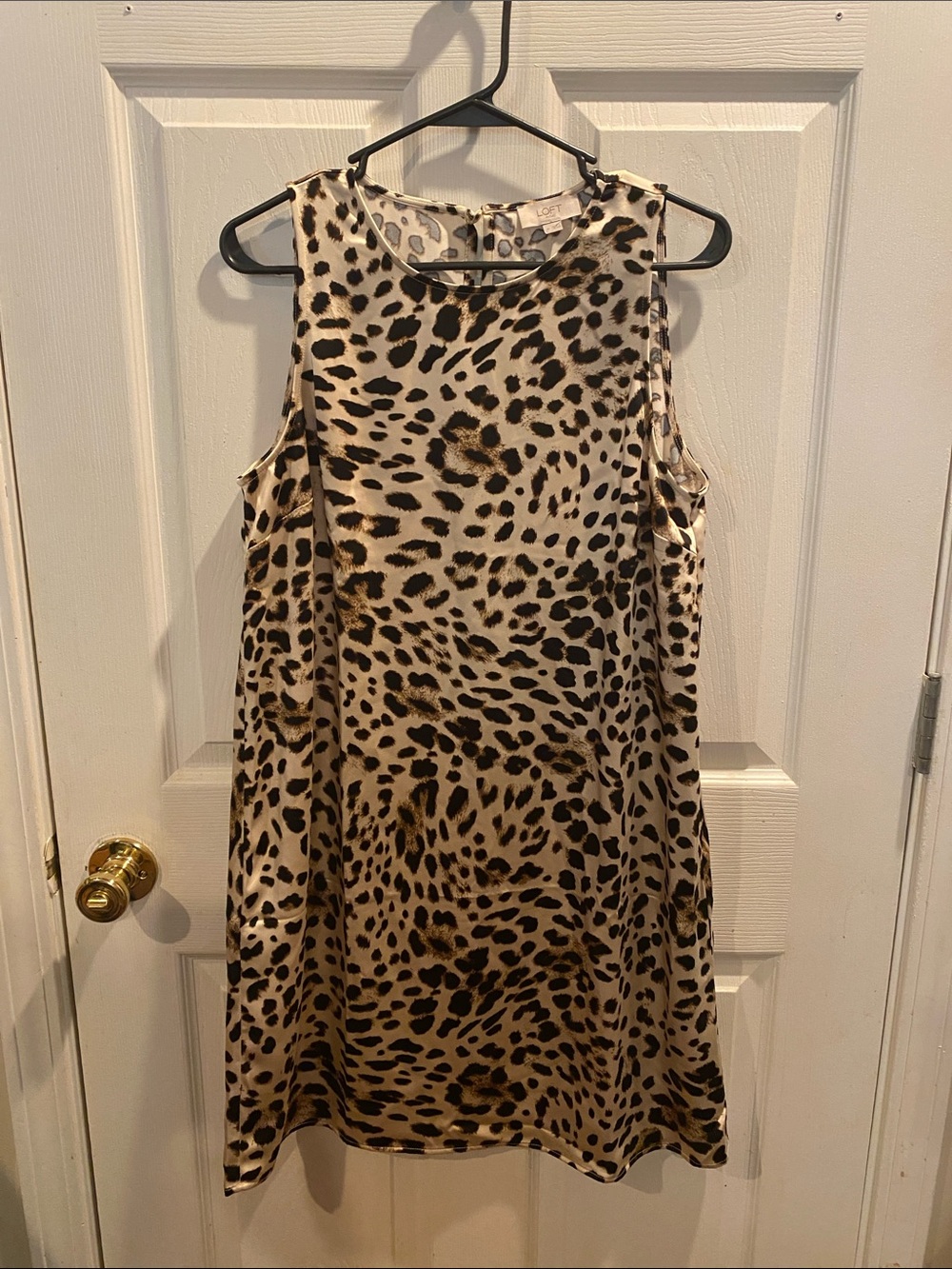 LOFT Leopard Print Sleeveless Midi Dress - Beige and Black
